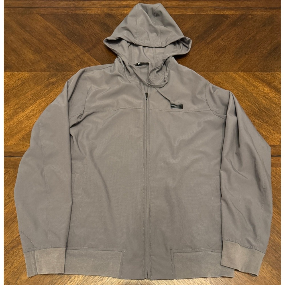 TravisMathew Mens Full Zip Hoodie Jacket Grey ERS Logo Golf Activewear Small |G1